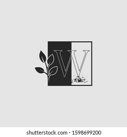 Monogram Nature Floral Initial Letter W logo icon vector design concept on square shapes.