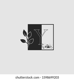 Monogram Nature Floral Initial Letter Y logo icon vector design concept on square shapes.