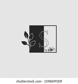 Monogram Nature Floral Initial Letter S logo icon vector design concept on square shapes.