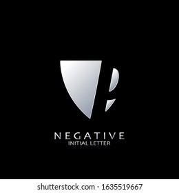 Monogram Negative Space Initial Letter P logo for technology business identity vector design concept.