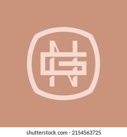 Monograma NG en tonos suaves en polvo. Iniciales, logo de estilo moderno sobre un fondo aislado. Alfabeto Letras NG, Monograma Emblema Con Logotipo GN.