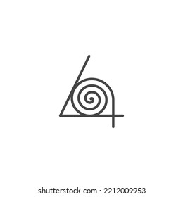 The monogram is the number 4 and spiral. Elegant and outline.