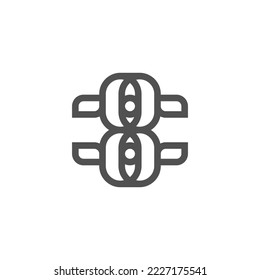 The monogram is the number 8 and wings. Elegant and outline.