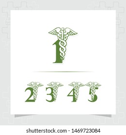monogram number healthcare and medical sign symbol vector 