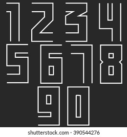 Monogram numbers hipster set, modern numerals thin line design element for wedding invitation