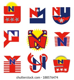 Monogram ,N,Y. Two letters woven into a single ensemble,vector illustration.