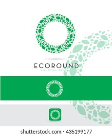 MONOGRAM O  DESIGNED WITH LEAFS ,  VECTOR LOGO / ICON 