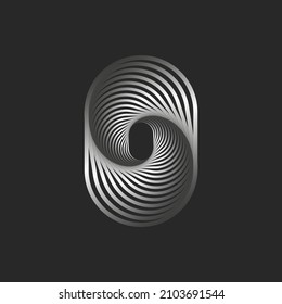 Monogram O logo letter infinity fractal shape design mockup or zero 0 symbol, chain link shape.