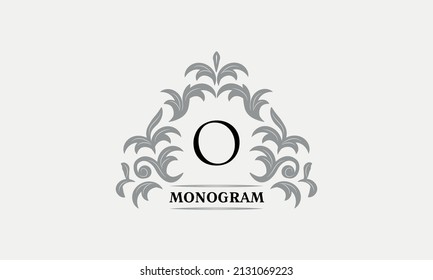 Monogram O. Luxurious floral logo with calligraphic elegant ornament lines. Business sign, identity for restaurant, boutique, cafe, hotel, heraldic, fashion and other vector illustrations