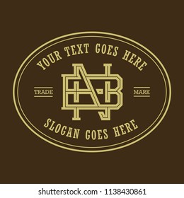 Monogram Old Fashioned Letter Initial Retro Stylish Logotype In BadgeTemplate