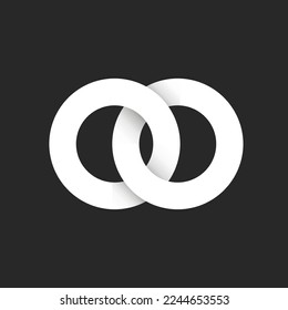 Monogram OO initials logo or chain symbol creative design, overlapping of two circles from ribbon.