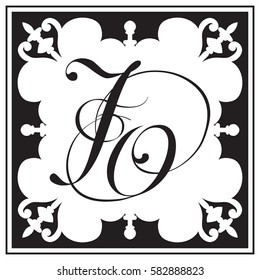 Monogram in oriental ornamental style, framework composition Vector illustration.