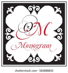Monogram in oriental ornamental style, framework composition Vector illustration.