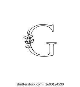 Monogram  Outline  Letter G logo icon. Outline nature floral leafs  vector design concept.