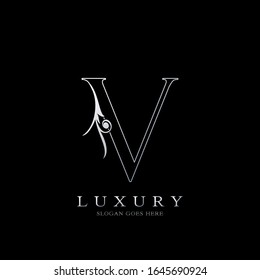 Monogram Outline Luxury Initial Letter V Logo Icon, simple luxurious business alphabet vector design concept.