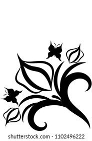 monogram pattern butterfly leaves sticker tattoo vector