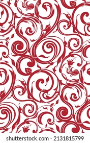 monogram pattern, circles, red waves