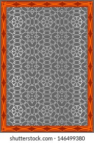 Monogram in a picture frame on a gray background.