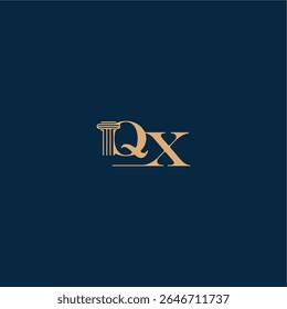 with monogram and pillar concept of elegant attorney design QX classy law logo letter