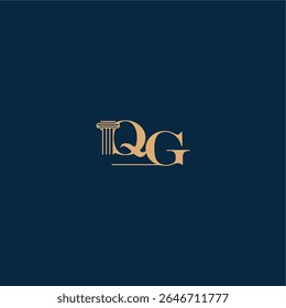 con el monograma y el concepto del pilar del diseño elegante del abogado Letra clásica del logotipo de la ley de QG