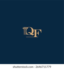 com monograma e conceito pilar de elegante design advogado QF classy law logotipo carta