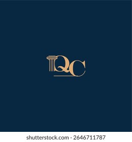 with monogram and pillar concept of elegant attorney design QC classy law logo letter