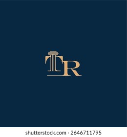 with monogram and pillar concept of elegant attorney design TR classy law logo letter