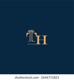 with monogram and pillar concept of elegant attorney design TH classy law logo letter