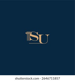 com monograma e conceito de pilar de elegante design advogado SU classy law logotipo carta