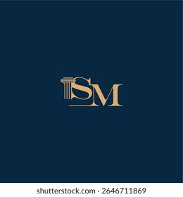 con el monograma y el concepto del pilar del diseño elegante del abogado Letra clásica del logotipo de la ley de SM