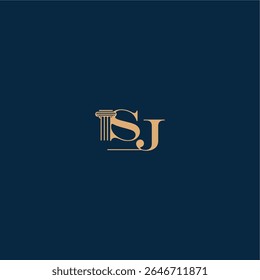 with monogram and pillar concept of elegant attorney design SJ classy law logo letter