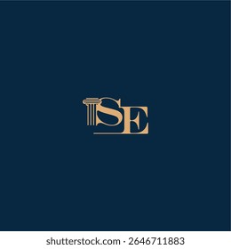 com monograma e conceito de pilar de elegante design de advogado LEI classe SE letra logotipo