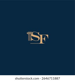 com monograma e conceito pilar de elegante design advogado SF classy law logotipo carta