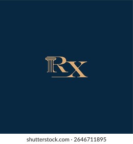 com monograma e conceito pilar de elegante design advogado RX classy law logotipo carta