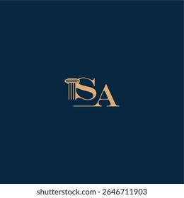 with monogram and pillar concept of elegant attorney design SA classy law logo letter