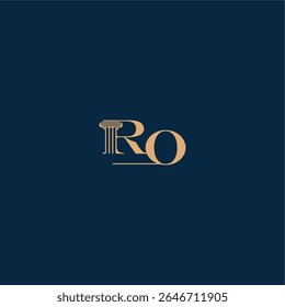 with monogram and pillar concept of elegant attorney design RO classy law logo letter