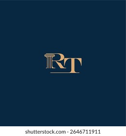 mit Monogramm und Säulenkonzept elegantes Anwaltsdesign RT klassisches Recht Logo Brief