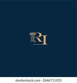 com monograma e conceito pilar de elegante design advogado RI classy law logotipo carta