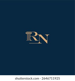 with monogram and pillar concept of elegant attorney design RN classy law logo letter