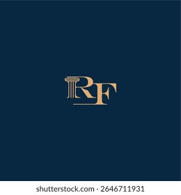 con el monograma y el concepto del pilar del diseño elegante del abogado RF letra clásica del logotipo de la ley