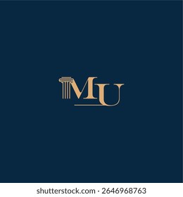 com monograma e conceito pilar de elegante design advogado MU classy law logotipo carta