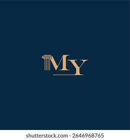 con el monograma y el concepto del pilar del diseño elegante del abogado MY classy law logo letter