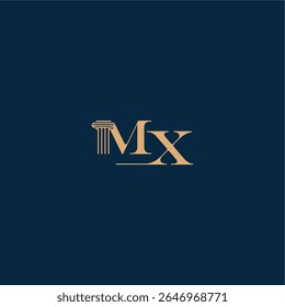 com monograma e conceito pilar de elegante design advogado MX classy law logotipo carta