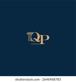 with monogram and pillar concept of elegant attorney design QP classy law logo letter