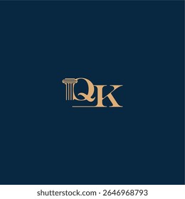 mit Monogramm und Säulenkonzept elegantes Anwaltsdesign QK klassisches Recht Logo Brief