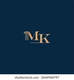with monogram and pillar concept of elegant attorney design MK classy law logo letter