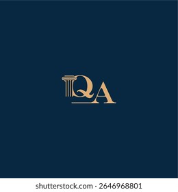 with monogram and pillar concept of elegant attorney design QA classy law logo letter