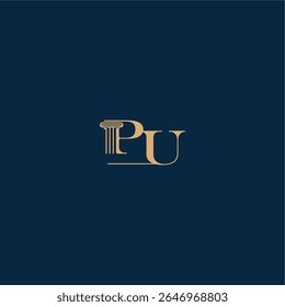 with monogram and pillar concept of elegant attorney design PU classy law logo letter