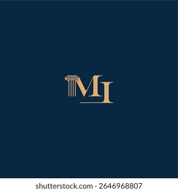 with monogram and pillar concept of elegant attorney design MI classy law logo letter
