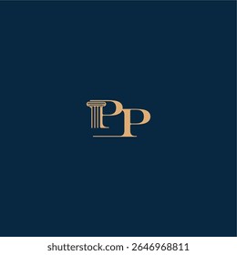 with monogram and pillar concept of elegant attorney design PP classy law logo letter